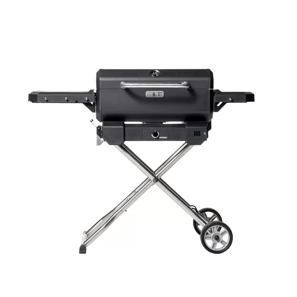 A view of a Master Built Charcoal Grill and Smoker with Cart