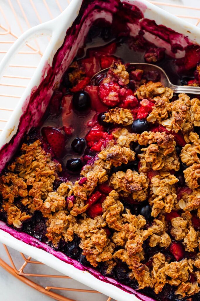 A view of a berry mix with granola