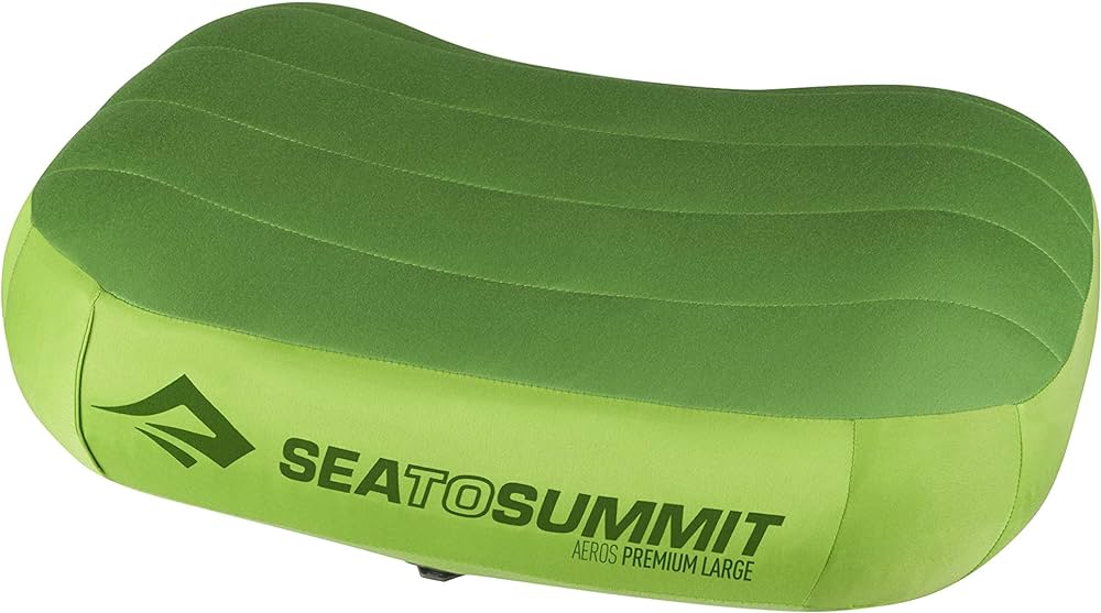 A view of a green Sea to Summit Aeros Camping Pillow