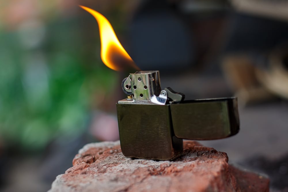 Classic Petrol Lighter Burning Petrol Lighter