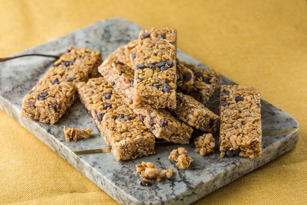 Various Granola Bars On Table Background Cereal Granola Bars Superfood