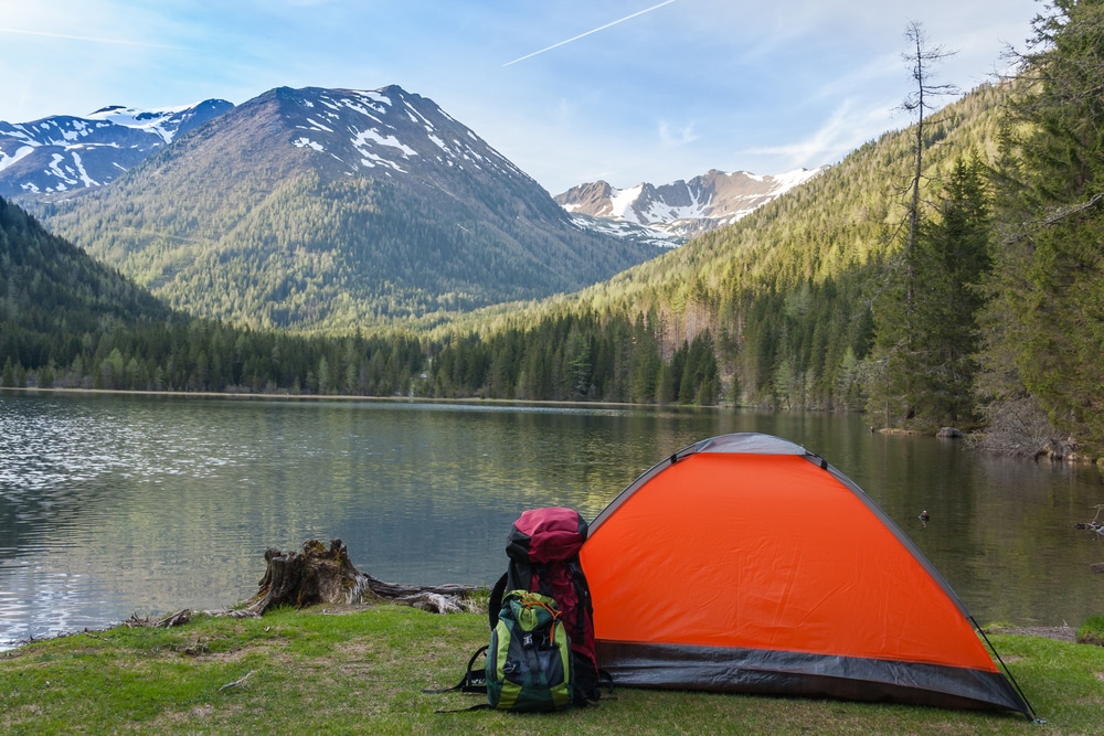 Camp In The Mountains Near Of The Lake